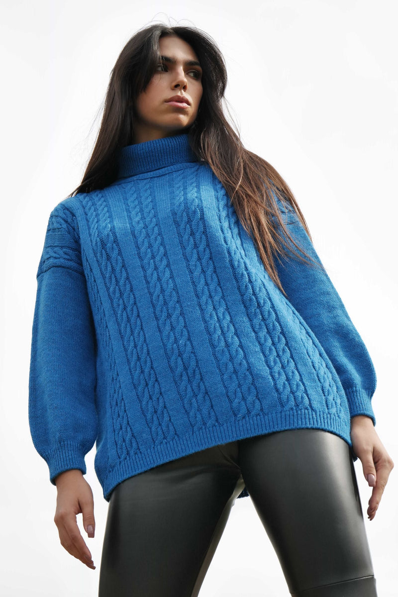 Suéter azul jacquard ochos cuello alto Lolitas - lolitasyl.com