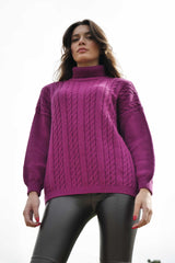 Sueter morado jacquard ochos cuello alto Lolitas - lolitasyl.com
