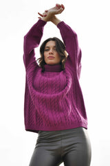 Sueter morado jacquard ochos cuello alto Lolitas - lolitasyl.com