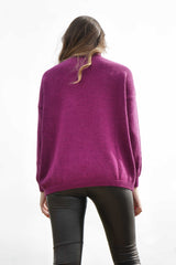 Sueter morado jacquard ochos cuello alto Lolitas - lolitasyl.com