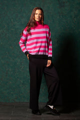 Suéter rayas fucsia y rosa cuello chimenea Lolitasyl - lolitasyl.com