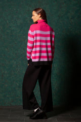Suéter rayas fucsia y rosa cuello chimenea Lolitasyl - lolitasyl.com