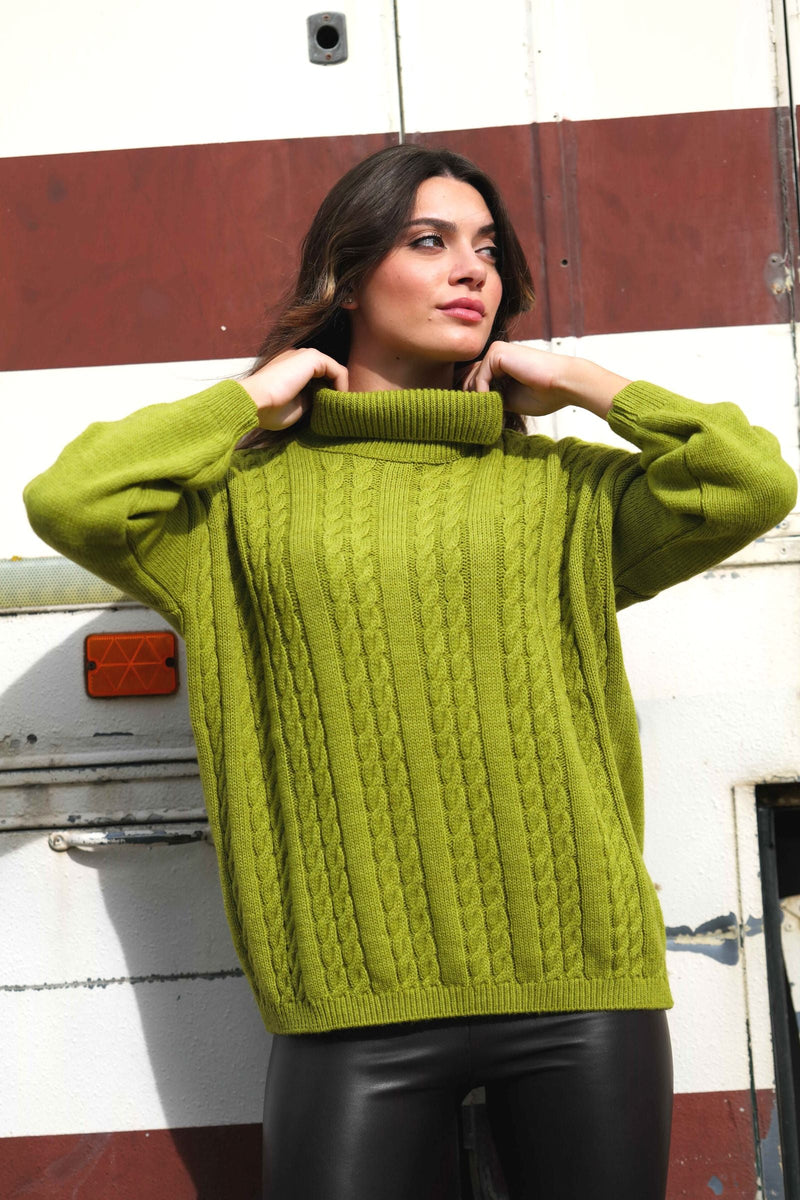 Suéter verde jacquard ochos cuello alto Lolitas - lolitasyl.com