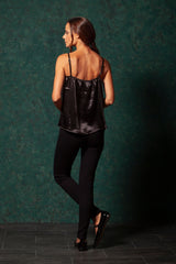 Top saten negro tirantes con puntilla LolitasyL - lolitasyl.com