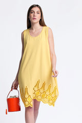 Vestido amarillo globo tirantes con bordado al tono Lolitas&L - lolitasyl.com