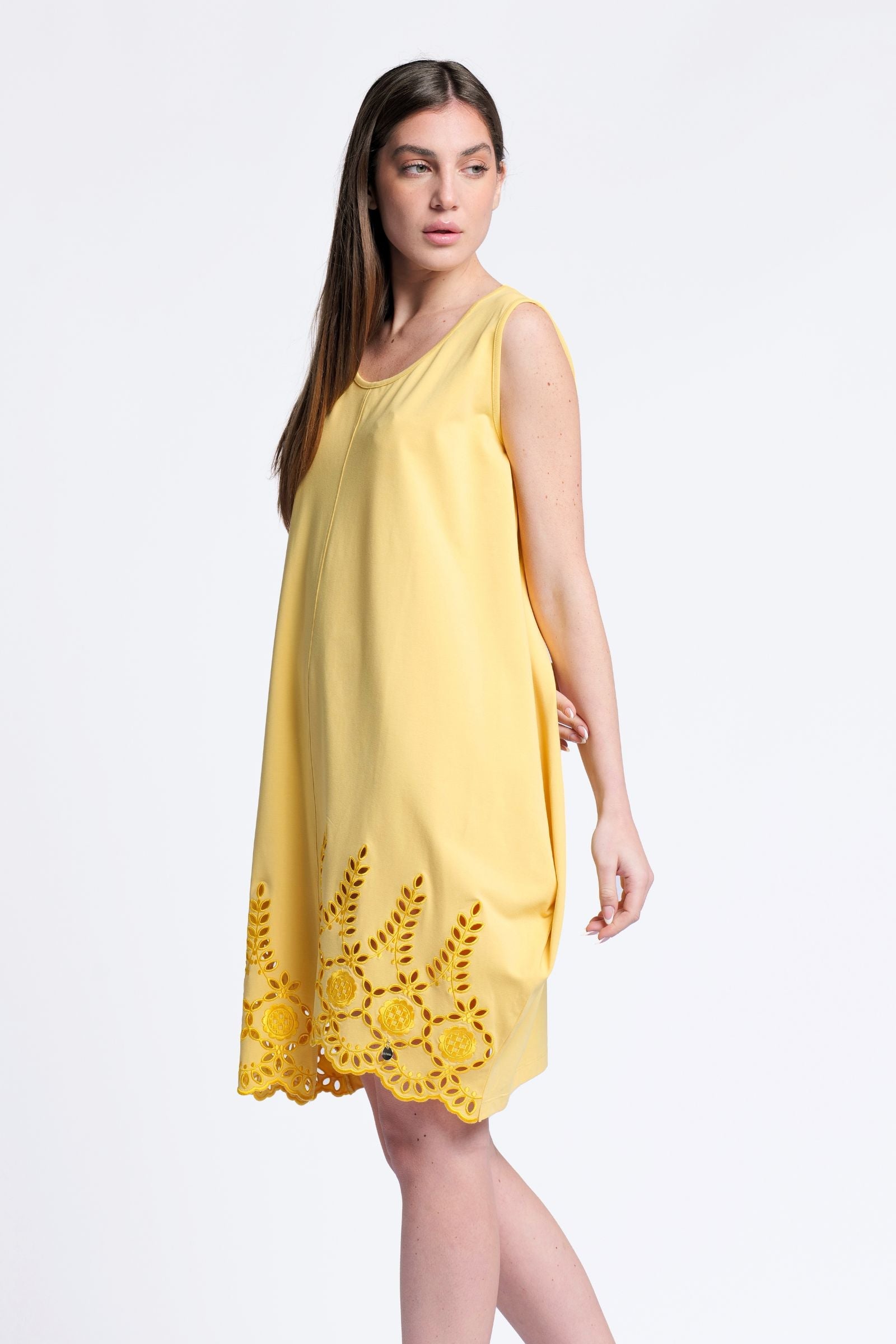Vestido amarillo globo tirantes con bordado al tono Lolitas&L - lolitasyl.com