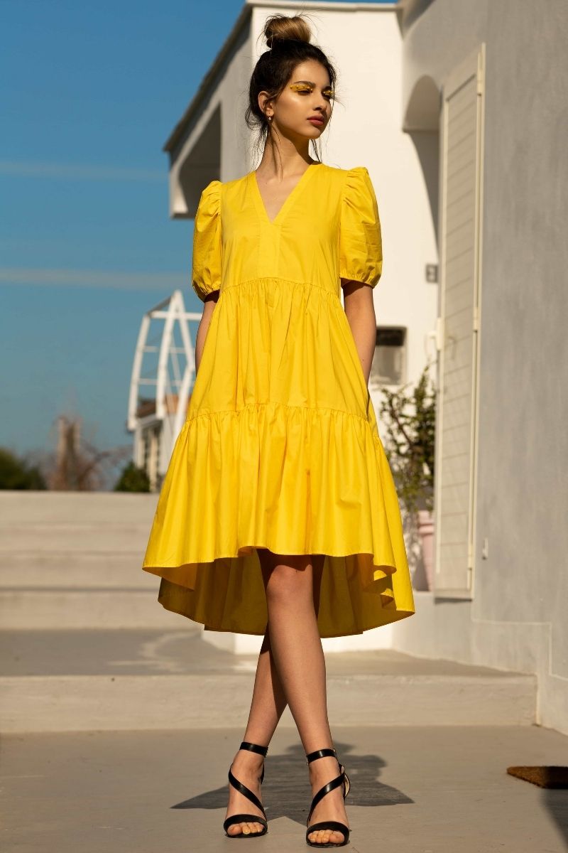 Vestido amarillo largo volumen polpelin - lolitasyl.com