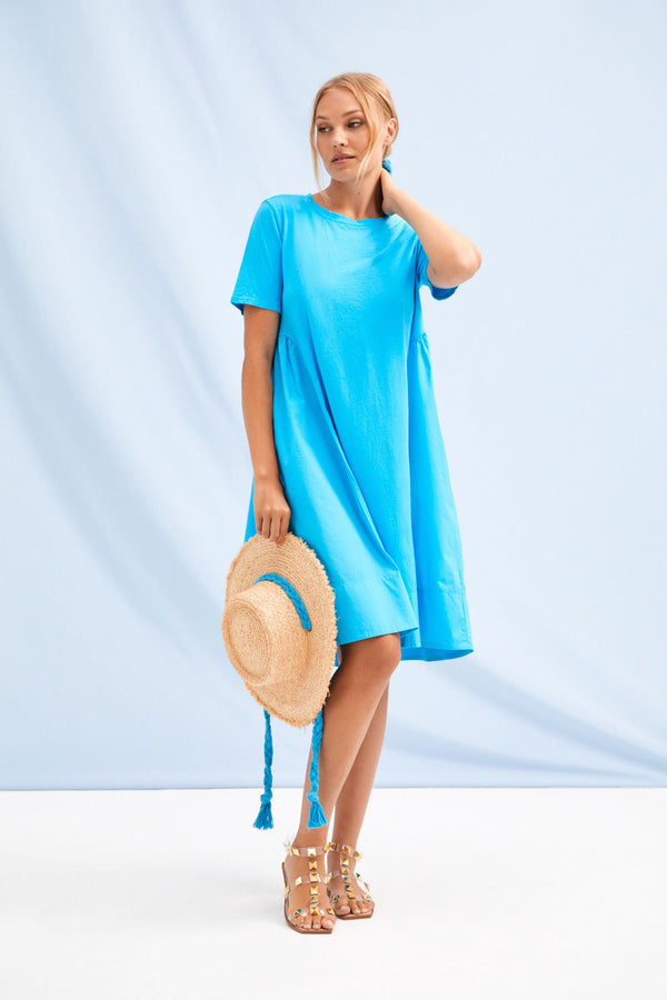Vestido azul celeste corto con bolsillos Lolitas&L - lolitasyl.com