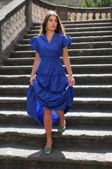 Vestido azul royal largo con recogidos LolitasyL - lolitasyl.com