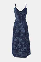 Vestido azul vaquero largo estampado tirantes - lolitasyl.com