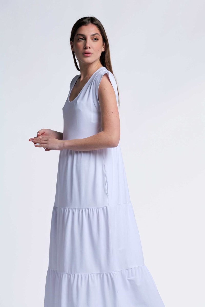 Vestido blanco algodon largo con bordado al tono Lolitas&L - lolitasyl.com
