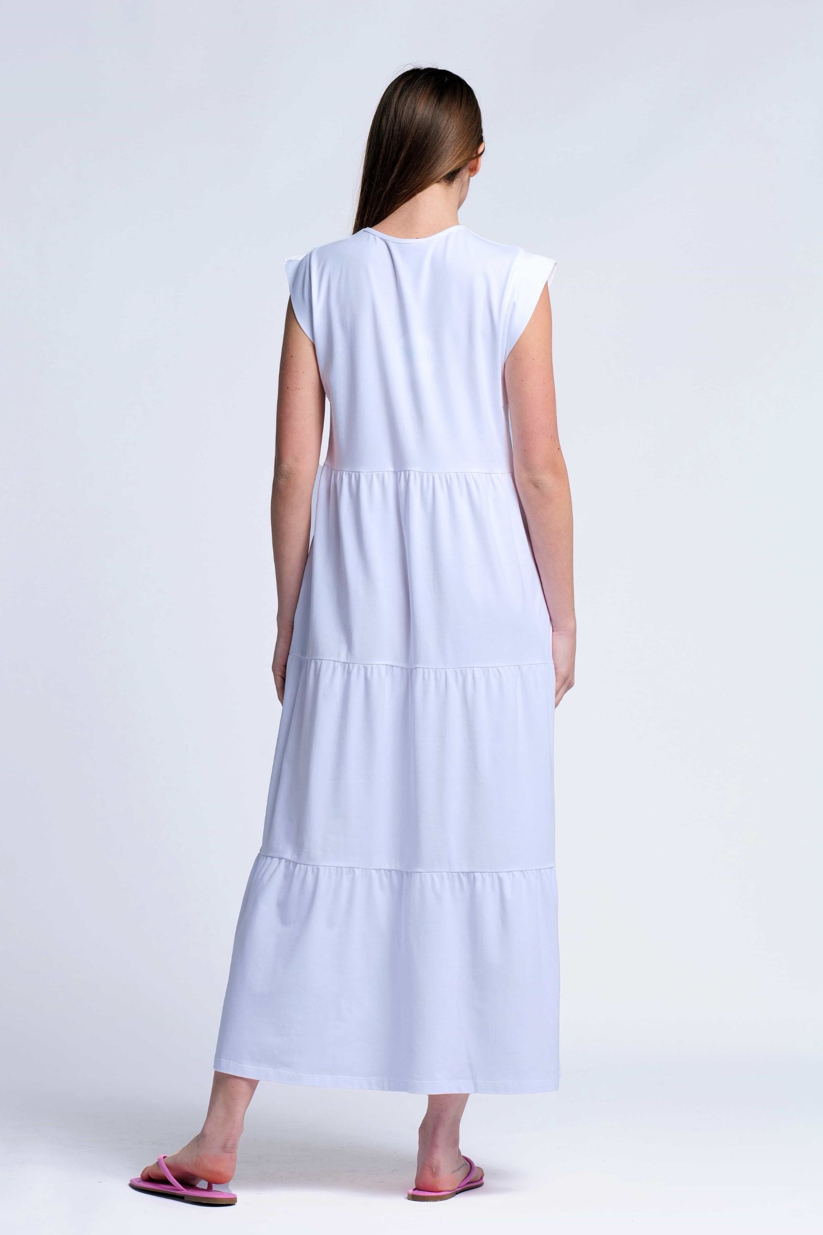 Vestido blanco algodon largo con bordado al tono Lolitas&L - lolitasyl.com