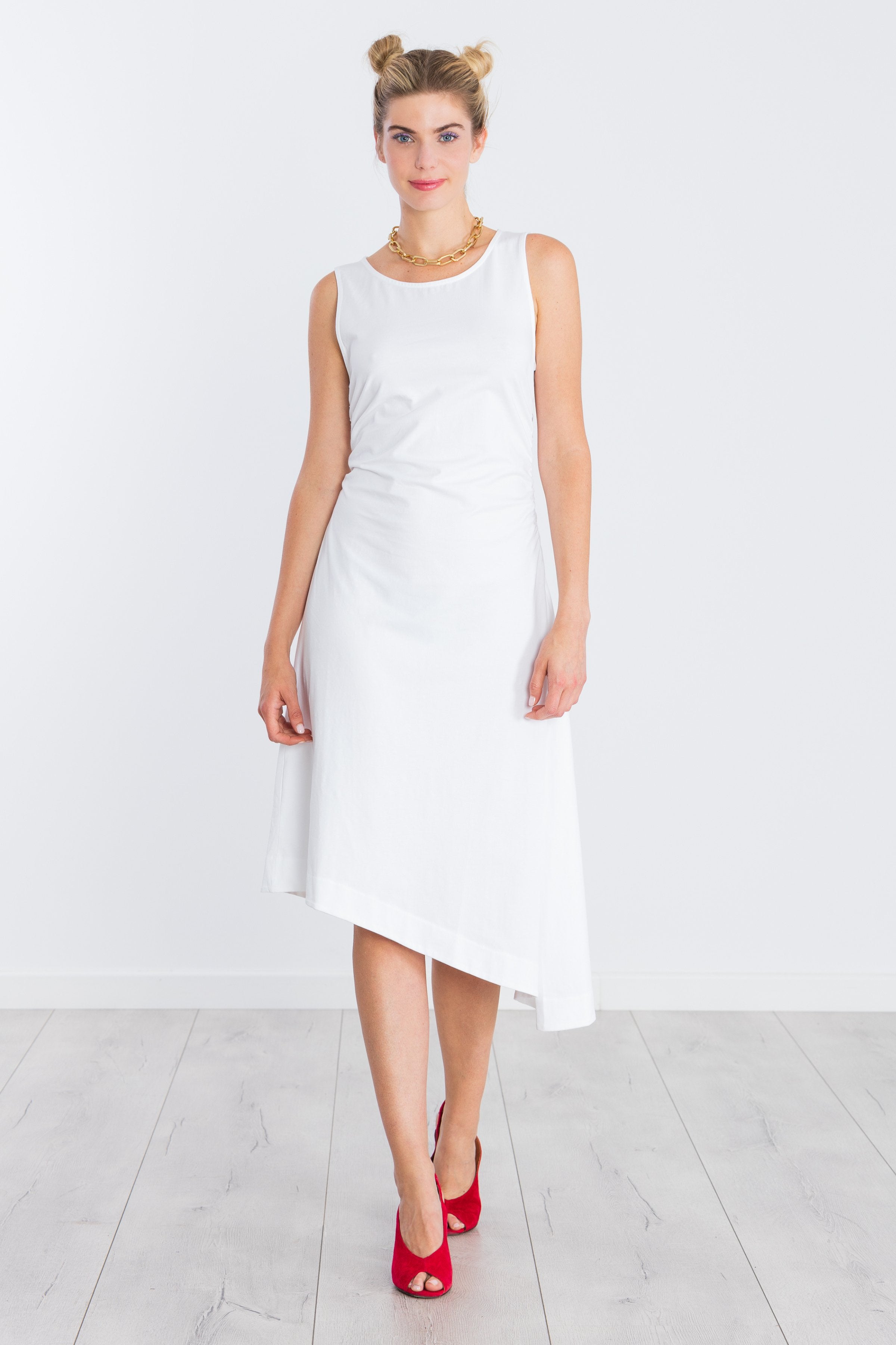 Vestido blanco asimetrico sin mangas LolitasyL - lolitasyl.com