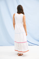 Vestido blanco largo sin mangas con picueta y grogre Lolitas&L - lolitasyl.com