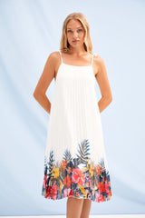 Vestido blanco plisado con estampado caribe Lolitas&L - lolitasyl.com
