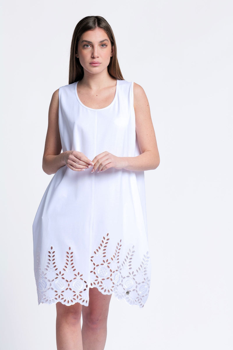 Vestido blanco tirantes con bordado al tono Lolitas&L - lolitasyl.com