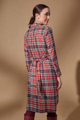 Vestido camisero largo estampado tartán granate Lolitas - lolitasyl.com