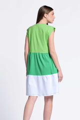 Vestido corto multicolor verde escote pico Lolitas&L - lolitasyl.com