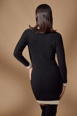Vestido de punto bicolor negro ajustado con botones dorados Lolitas - lolitasyl.com