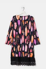 Vestido estampado plumage con puntilla LolitasyL - lolitasyl.com