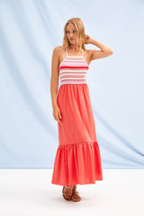 Vestido largo coral cuerpo de tirantes en punto LolitasyL - lolitasyl.com