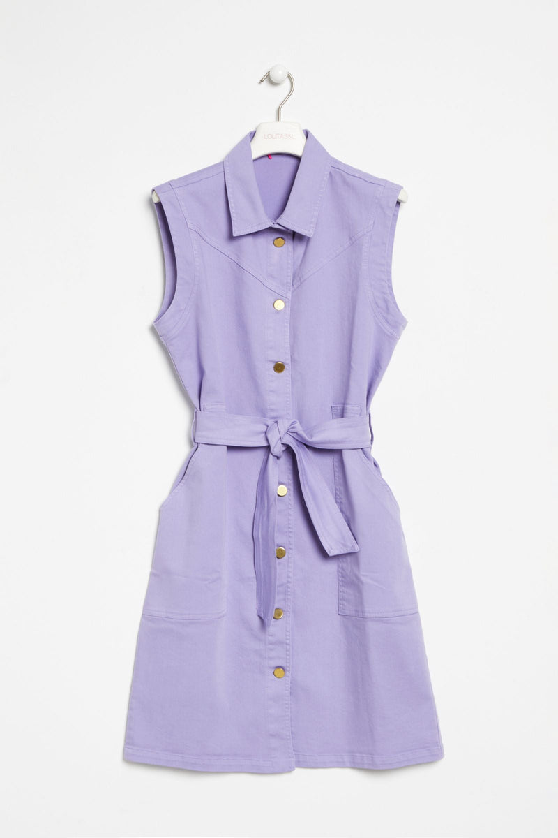 Vestido malva vaquero abotonado sin mangas Lolitas&L - lolitasyl.com