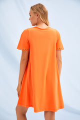 Vestido naranja con bolsillos y manga bordada Lolitas&L - lolitasyl.com