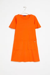 Vestido naranja con bolsillos y manga bordada Lolitas&L - lolitasyl.com