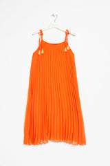 Vestido naranja plisado de tirantes LolitasyL - lolitasyl.com