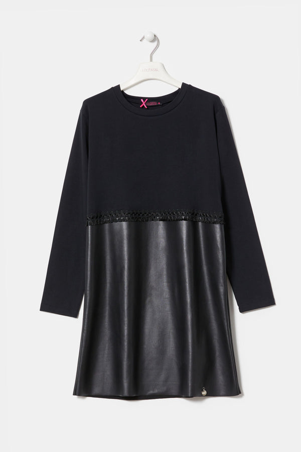 Vestido negro con falda en polipiel LolitasyL - lolitasyl.com