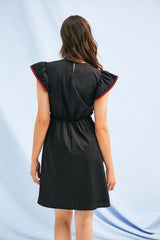 Vestido negro corto bordado etnico con volante Lolitas&L - lolitasyl.com