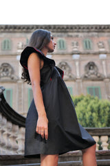 Vestido negro corto bordado etnico con volante Lolitas&L - lolitasyl.com