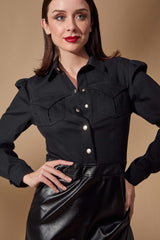 Vestido negro falda efecto piel con automaticos Lolitas - lolitasyl.com