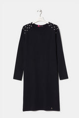 Vestido negro largo con detalle stras en el hombro LolitasyL - lolitasyl.com
