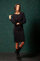Vestido negro largo con detalle stras en el hombro LolitasyL - lolitasyl.com