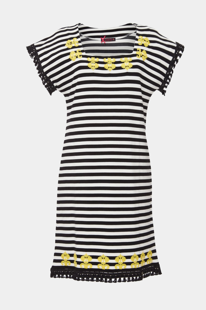 Vestido rayas blanco y negro bordado con pasamanería - lolitasyl.com