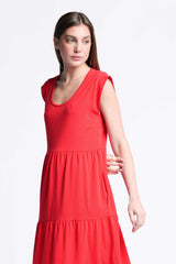Vestido rojo algodon largo con bordado al tono Lolitas&L - lolitasyl.com