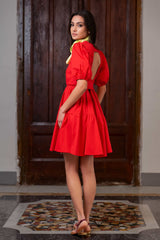 Vestido rojo espalda abierta con manga farol Lolitas&L - lolitasyl.com