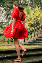 Vestido rojo espalda abierta con manga farol Lolitas&L - lolitasyl.com