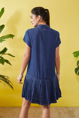 Vestido vaquero azul camisero con plisado - lolitasyl.com
