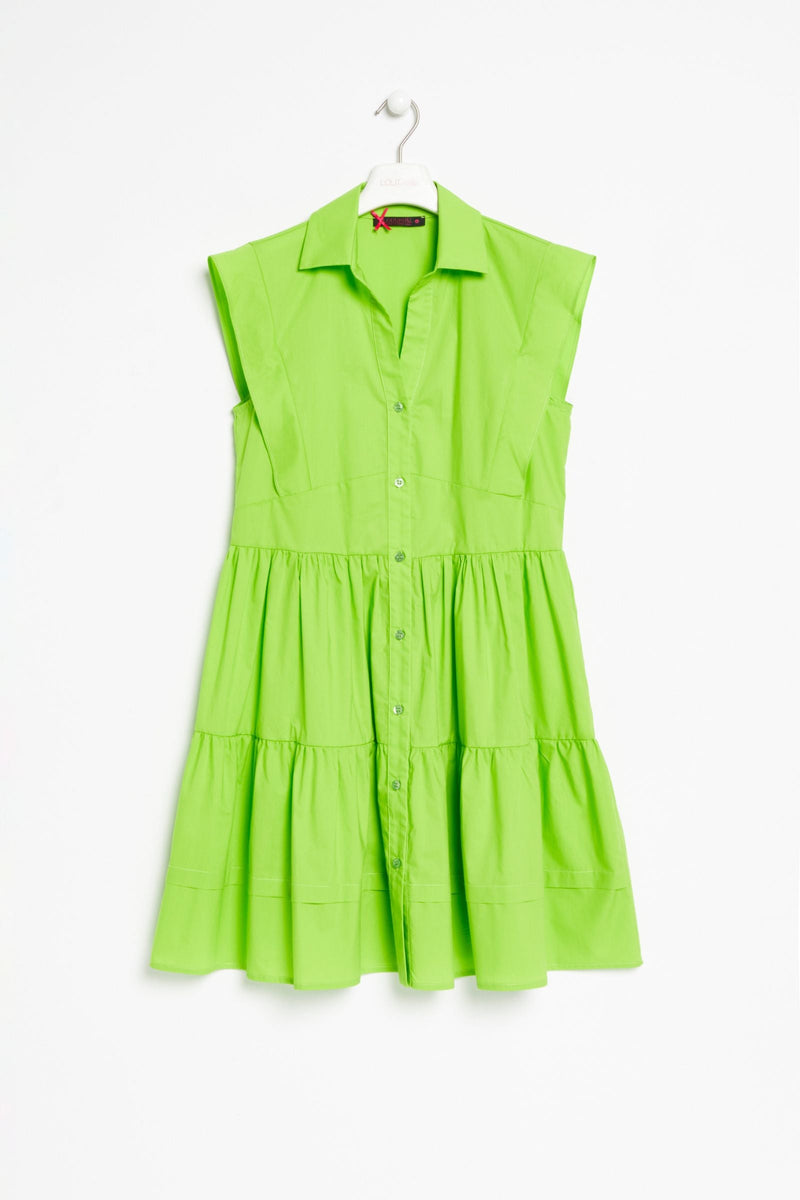 Vestido verde acido corto camisero sin mangas Lolitas - lolitasyl.com