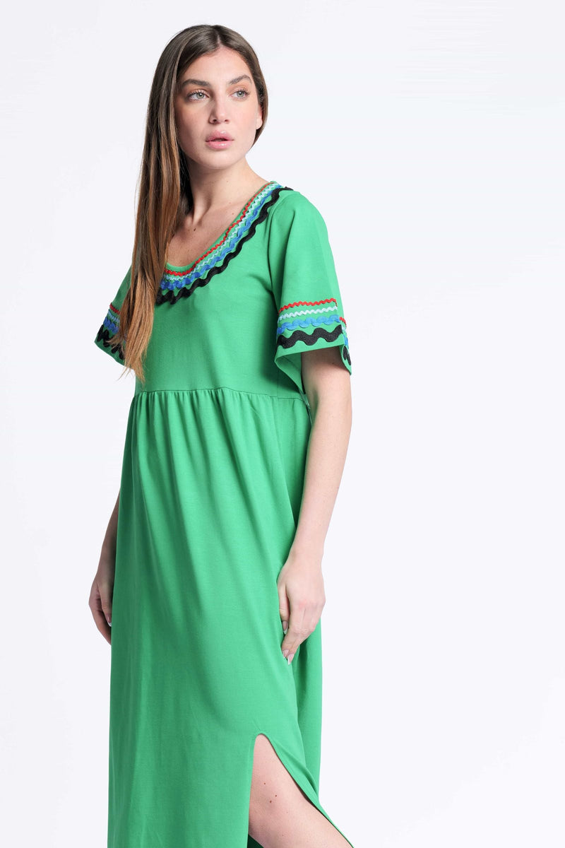 Vestido verde algodon largo con picunela Lolitas&L - lolitasyl.com