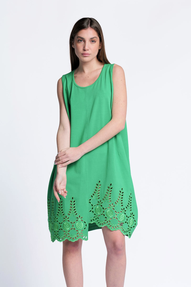 Vestido verde tirantes con bordado al tono Lolitas&L - lolitasyl.com