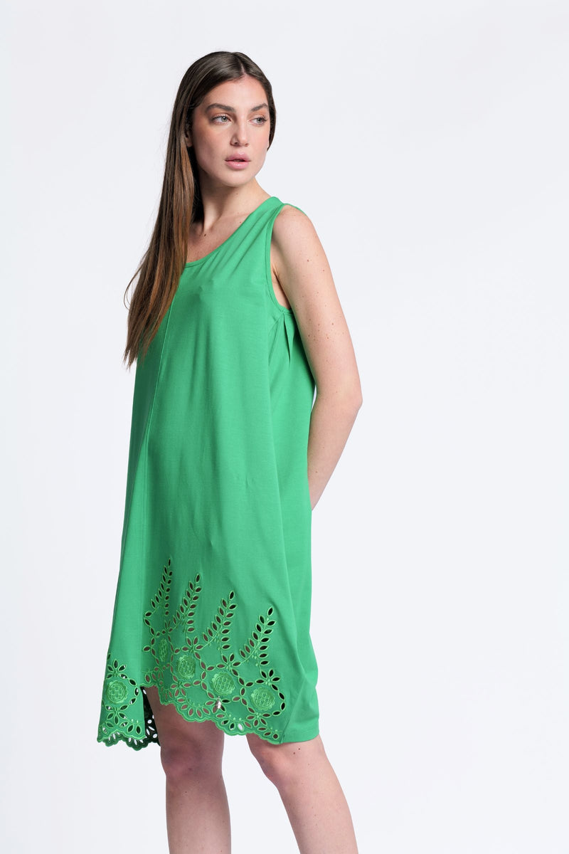 Vestido verde tirantes con bordado al tono Lolitas&L - lolitasyl.com